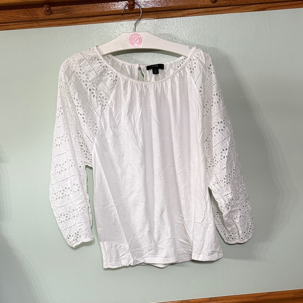 J. Crew White Eyelet Blouse